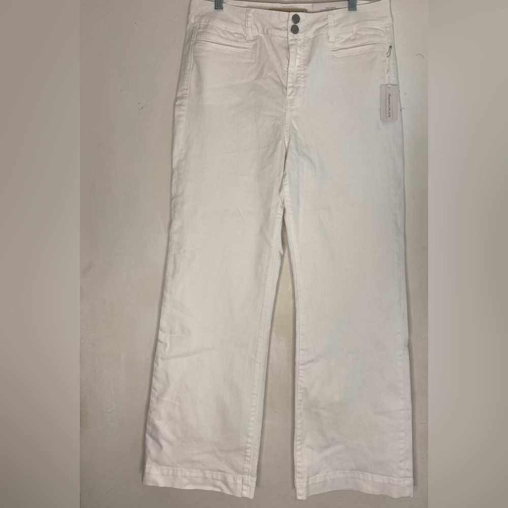 Soft Surroundings Ultimate White Wide Leg Full Length Trouser Jeans. Size 14.